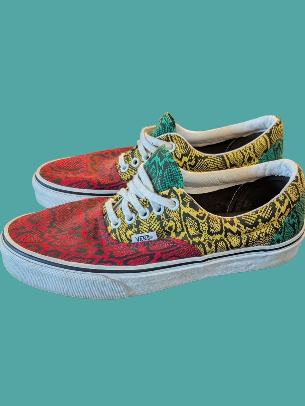 EUC Vans Era Multi Python Rasta Low Top Sneakers Red0Yellow Green Sz W-10 M-8.5
